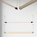 Modern Linear Pendant Light With Metal Frame And Illuminated Tube In Multiple Views