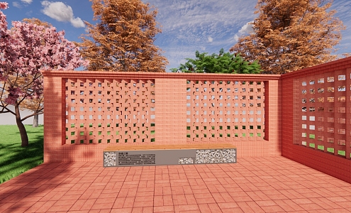 red brick building 3d model