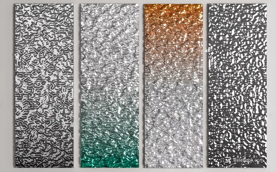 Decorative Textured Wall Panels Featuring Various Patterns And Color Gradients For Interior Design 3d model 