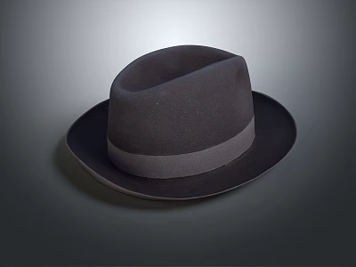 Classic Dark Gray Fedora Hat With Satin Ribbon Band And Smooth Felt Texture 3d model