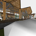 Modern Visitor Center With Wooden Gabled Roof And Glass Curtain Walls In Natural Surroundings