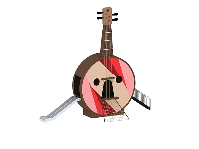 Pipa Shaped Play Equipment with Slide and Climbing Net for Kids Outdoor Fun and Interactive Design 3d model