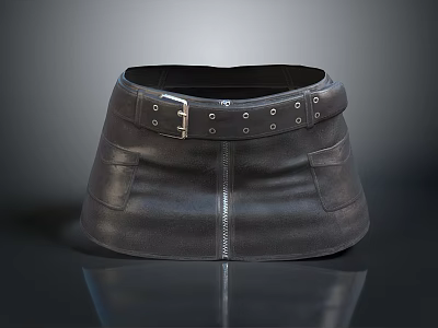Black Leather Apron Daily Life Product With Belt Zipper And Pockets 3d model