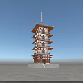 Traditional Multi Tiered Pagoda With Red Overhanging Eaves White Base Against Blue Sky Open Ground