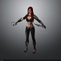 3D Female Character With Red Hair Leather Outfit Tattoos And Dual Daggers