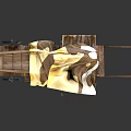 Wooden Ancient Vehicle Model With Canopy Wheels And Carriage Structure Ladder