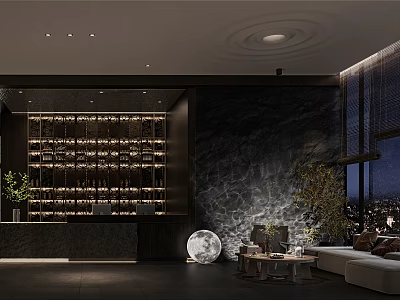 Elegant Hotel Lobby Interior With Reception Desk Marble Wall Modern Lighting And Comfortable Sofa 3d model