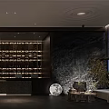 Elegant Hotel Lobby Interior With Reception Desk Marble Wall Modern Lighting And Comfortable Sofa 3d model