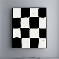 Black and White Checkered Framed Abstract Artwork For Home Wall Decor 3d model