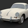 Vintage White Classic Two Door Car Design With Rounded Headlights And Chrome