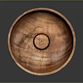 Handcrafted Wooden Sculpture Carved Bowl With Circular Design And Central Cylinder