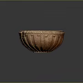 Sculpted Clay Bowl With Intricate Rope Pattern Carving And Textured Surface