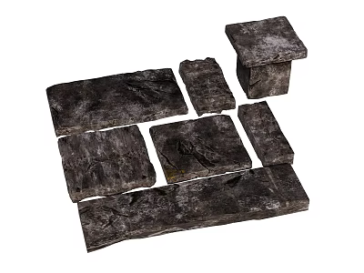 Natural Dark Stone Stepping Stones For Garden Path And Landscape Design 3d model