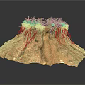 Modern Landscape Mound Featuring Green Plants Exposed Roots and Brown Soil