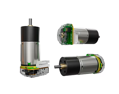 Industrial Motors Displayed From Different Angles With Metal Housing And Green Components 3d model