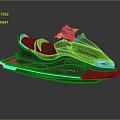 Kawasaki Green And Gray Jet Ski Recreational Watercraft With Seat And Brand Logo
