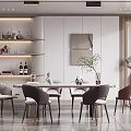 Modern Restaurant Interior Design With Open Layout Dining Table Chairs Wine Cabinet And Green Plant