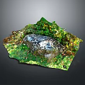 3D Terrain Model Featuring Lush Green Vegetation Small Pond Grassland and Natural Elements 3d model