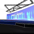 Modern Event Stage Design With Bright Lighting And Round Dining Tables 3d model
