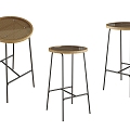 Nordic Simple Rattan Bar Stool Bar Stool Cafe Bar Stool 3d model