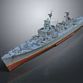 Detailed Warship Model Featuring Gray Hull Red Bottom Deck And Weapon Systems 3d model