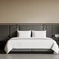 Modern Hotel Guest Room Interior With Large Bed Upholstered Headboard Accent Lamps And Nightstands