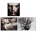Abstract Portrait Art With Natural Textures Mixed Media And Expressive Facial Features