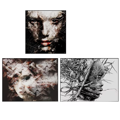 Abstract Portrait Art With Natural Textures Mixed Media And Expressive Facial Features 3d model
