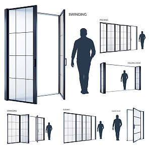 Modern glass sliding door collection folding door 3d model