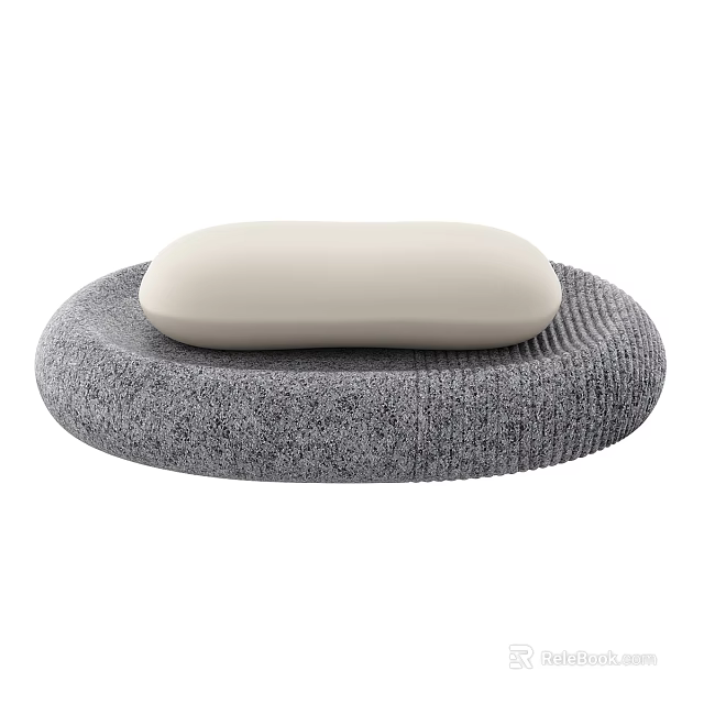 White Oval Soap On Gray Textured Mat For Bathroom Daily Use 3d model 