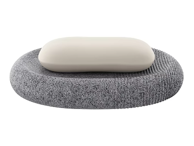 White Oval Soap On Gray Textured Mat For Bathroom Daily Use 3d model