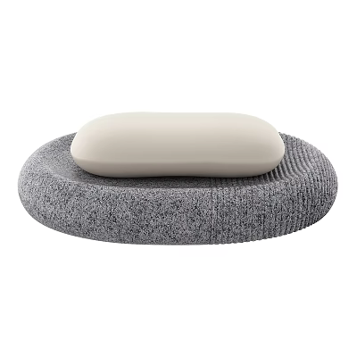 White Oval Soap On Gray Textured Mat For Bathroom Daily Use 3d model