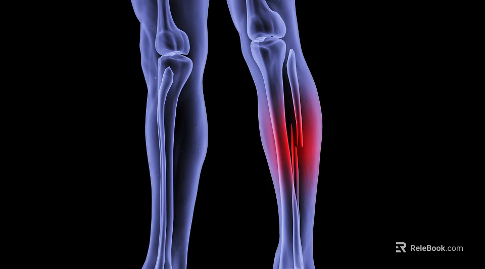 Medical Imaging Device Showing Lower Leg Bones X-ray With Red Highlighted Area 3d model 