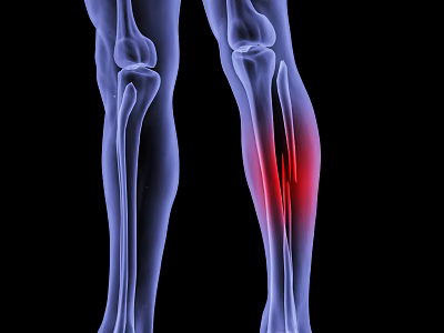 Medical Imaging Device Showing Lower Leg Bones X-ray With Red Highlighted Area 3d model