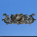 Intricate Ornate Carving with Floral Vines Scrolls and Central Circular Motif on Blue Background