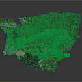 Natural Rocky Terrain 3D Model With Moss Covered Stones And Green Plants
