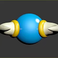 Stylish Blue Decorative Helmet With White Horns And Yellow Accent Rings