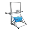 Mobile Industrial Metal Frame Structure With Blue Control Box And Wheels 3d model