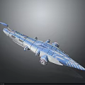 Futuristic Aerospace Spacecraft With Streamlined Blue And White Design For Space Exploration