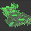Futuristic Sci Fi Landing Platform With Blue Vehicle Staircase And Circular Markers
