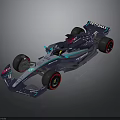 Blue and Black Formula 1 Racing Car With RITZONA Logo Red Wheels and Aerodynamic Design