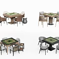 Modern Entertainment Table Design With Wicker And Upholstered Chairs For Home Game Room