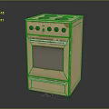 Vintage Yellow Standalone Oven With Four Burners Knobs And Worn Design Electronic Appliance