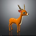 Cute Orange 3D Cartoon Deer Character With White Spots Antlers And Large Eyes