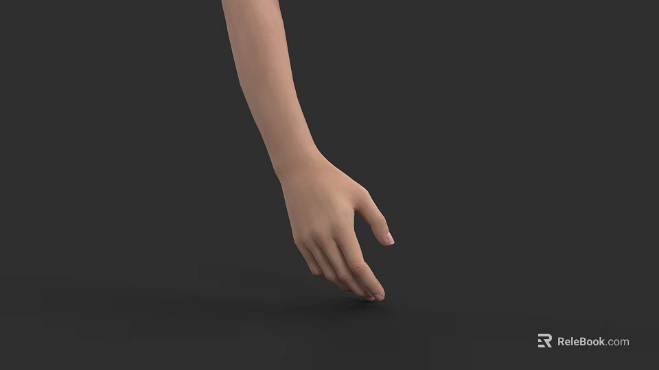 Human Hand with Extended Fingers Touching Smooth Dark Surface on Black Background 3d model