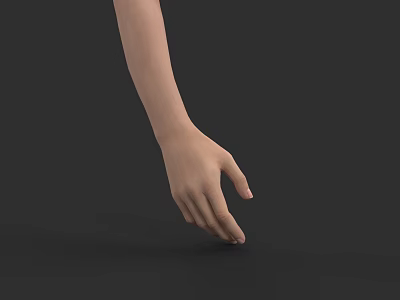 Human Hand with Extended Fingers Touching Smooth Dark Surface on Black Background 3d model