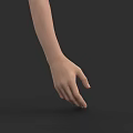 Human Hand with Extended Fingers Touching Smooth Dark Surface on Black Background 3d model