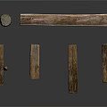 Natural Bamboo Stem And Wooden Blocks Displayed On White Surface