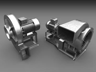 Industrial Blower Equipment With Motor Driven Metal Housing And Stable Base Frame 3d model
