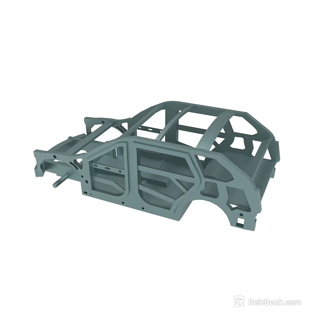 Detailed Car Frame Structure With Metal Chassis And Reinforced Components 3d model 